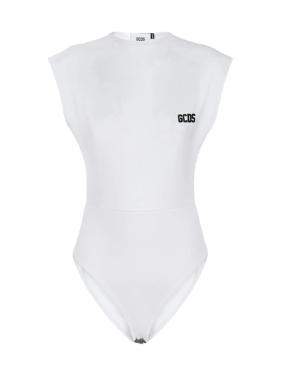 Gcds Embroidered Logo Bodysuit In White