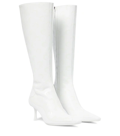 Jimmy Choo X Marine Serre Leather Knee-high Boots In White