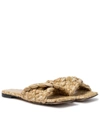 Bottega Veneta Stretch Intrecciato Flat Sandals In Beige