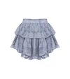 Loveshackfancy Ruffle Mini Skirt With Lace In Blue