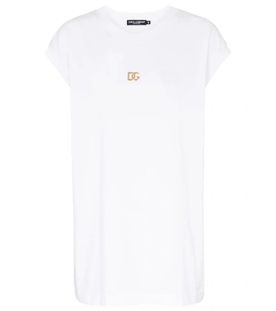 Dolce & Gabbana Metal Logo Cotton Jersey T-shirt In White