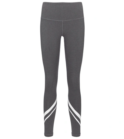 Tory Sport Melange Side-pocket Chevron Leggings In Dark Gray