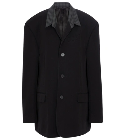 Balenciaga 大廓形斜纹布西装式外套 In Black