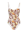 Tory Burch Lipsi Floral-print Underwired Swimsuit In Multicoloured