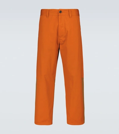 Marni Men's Cropped Chino Mix Trousers In Burnt/oran