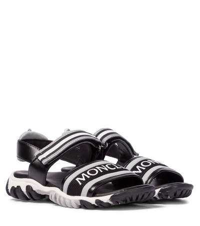 Moncler Enfant Kids' Logo-front Strappy Sandals In Black