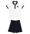 MONCLER ENFANT COTTON POLO SHIRT AND SHORTS SET,P00548205