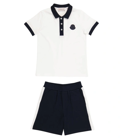 Moncler Enfant Kids' Cotton Polo Shirt And Shorts Set In White