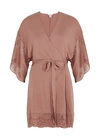 Eberjey Beatrix Dusky Pink Stretch-jersey Robe In Rose