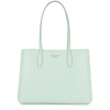 Kate Spade All Day Large Mint Grained Leather Tote In Crystal Blue