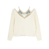 ALEXANDER WANG T ALEXANDERWANG.T CREAM LAYERED CABLE-KNIT JUMPER,3303202