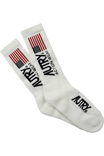 Autry United States Flag Intarsia Socks In White