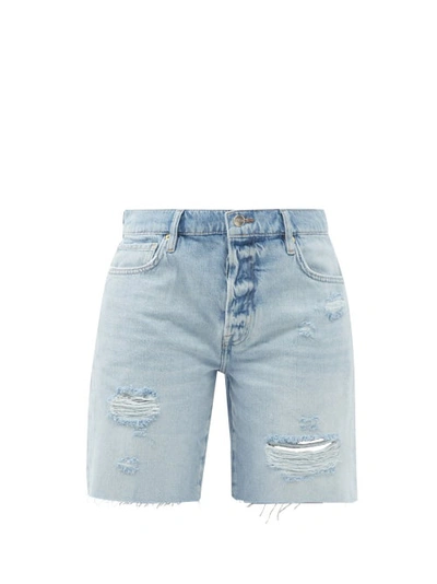 Frame Le Slouch Bermuda Cutoff Shorts In Denim-lt