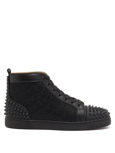 Christian Louboutin Lou Spikes Canvas High-top Trainers In Black