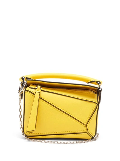 Loewe Puzzle Nano Leather Cross-body Bag In Yellow