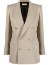 SAINT LAURENT SAINT LAURENT WOMEN'S BEIGE WOOL BLAZER,648754Y7B732303 42