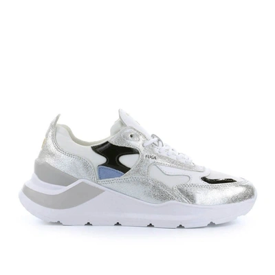 Date Women's W341fgrxws Silver Leather Sneakers In Silver/white