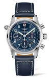 Longines Spirit Chronograph Watch, 42mm In Blue/ Silver
