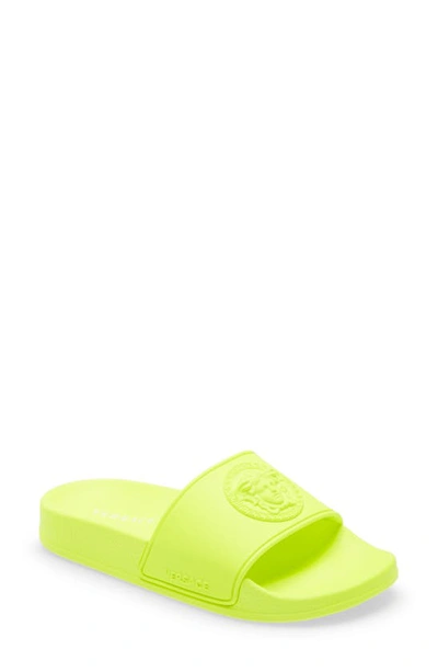 Versace Little Kid's And Kid's Missing English Localizza Embossed Slide Sandals In Yellow