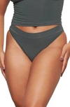 Skims Grey Cotton 2.0 Cheeky Tanga Briefs In Deep Sea