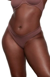 Skims Brown Cotton 2.0 Dipped Front Thong In Garnet