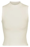 Skims Off-white Cotton 2.0 Jersey Mock Neck Tank Top In Bone