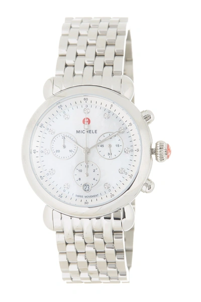 Michele Csx Diamond Embellished Bracelet Watch, 38mm In White