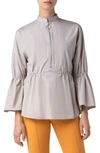 AKRIS PUNTO HALF ZIP COTTON POPLIN BLOUSE,168400097122034