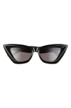 Bottega Veneta 53mm Cat Eye Sunglasses In Black/ Grey