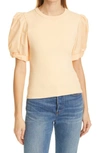 A.L.C CASEY MIXED MEDIA PUFF SLEEVE TOP,8KTOP00510