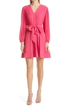 Milly Liv Tie Waist Fit And Flare Dress In Pomegranate