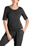 Hanro Yoga 1/2-sleeve Jersey Lounge Top In Black