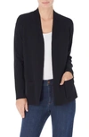 Jones New York Women's Open Front Cardigan With Ribbed Placket And Patch Pockets In Jones Black