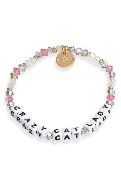 Little Words Project Cat Lady Beaded Stretch Bracelet In Multi
