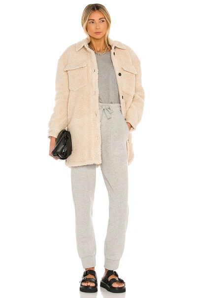 Allsaints Sophie Long Lined Sherpa Jacket In Stone White