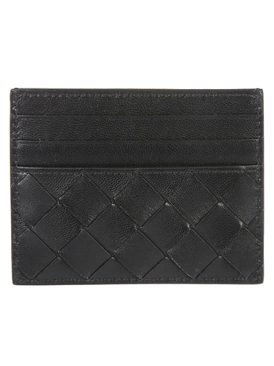 Bottega Veneta Weaved Card Holder In Black