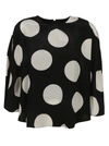 Valentino Cape-effect Polka-dot Silk-georgette Blouse In Black/ivory