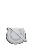 Chloé Mini Marcie Shoulder Bag In Grey Leather In Cyan