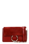 CHLOÉ FAYE SMALL SHOULDER BAG IN BORDEAUX SUEDE AND LEATHER,CHC21SS127A37616
