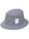 THOM BROWNE MEDIUM GREY HEAVY COTTON CANVAS BUCKET HAT