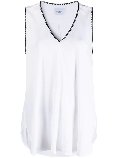 Dondup Top In Crepe With Embroidery In White