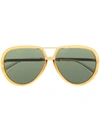 Gucci Logo-engraved Aviator-frame Sunglasses In Yellow And Green