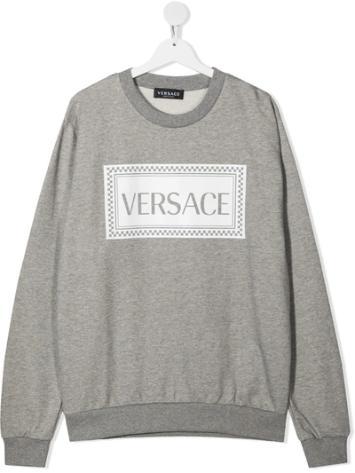 Young Versace Teen 90s Vintage Logo Sweatshirt In Grey