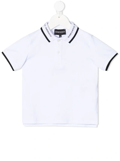 Emporio Armani Kids' Boy's Logo Short-sleeve Polo Shirt In White