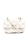 Valentino Rockstud Diamond Quilted Padded Shoulder Bag In Neutrals