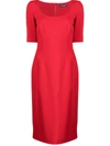 DOLCE & GABBANA SCOOP-NECK SILK MIDI DRESS