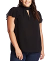 1.state Plus Size Smocked Flutter-sleeve Top In Rich Black