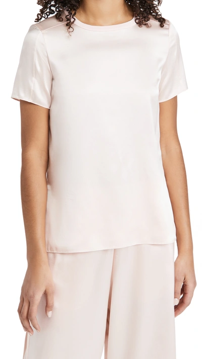 Adam Lippes Crew Neck T-shirt In Silk Satin In Blush