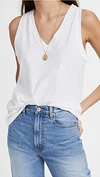 MADEWELL WHISPER COTTON V-NECK TANK OPTIC WHITE,MADEW45136