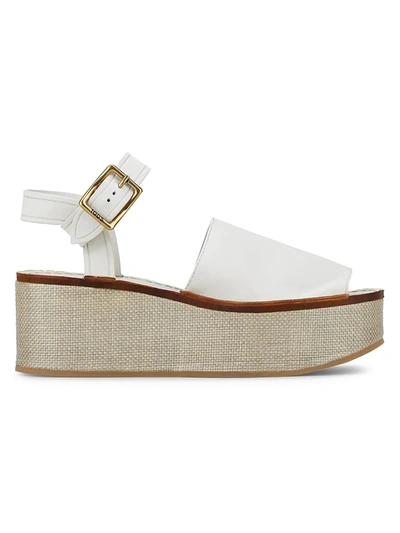 Tod's Women's Leather & Canvas Platform Wedge Sandals In White